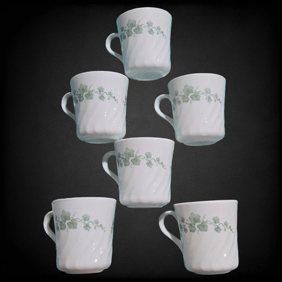 Vintage Corningware Callaway Ivy Mugs USA Made 8oz Coffee Cups Set of 6 - Picture 3 of 12